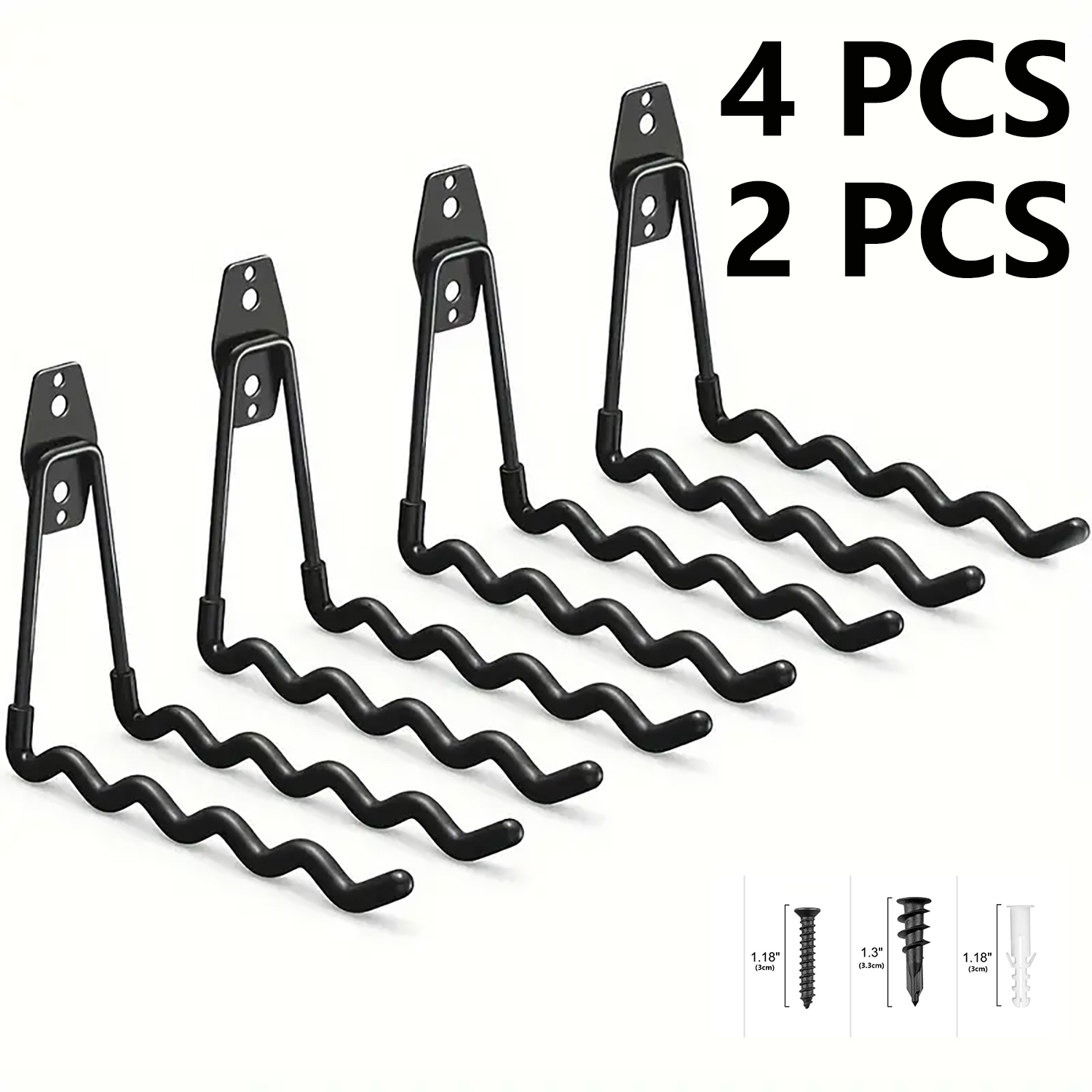 Gardening Tools Required - 2-Pack/4-Pack Heavy-Duty Metal Garage Hooks, Wall-Mounted