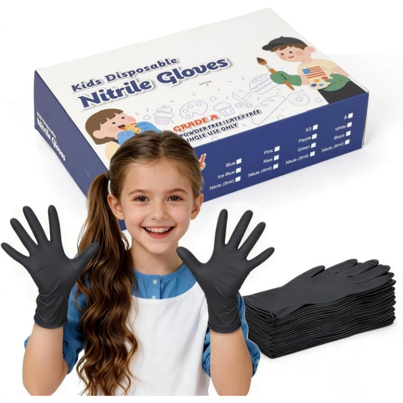 Gardening Tools Gloves - Kids Black Nitrile Disposable Gloves for